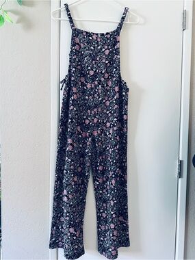 Belle Du Jour Navy Paisley Wide-Leg Jumpsuit Large with Pink Accents